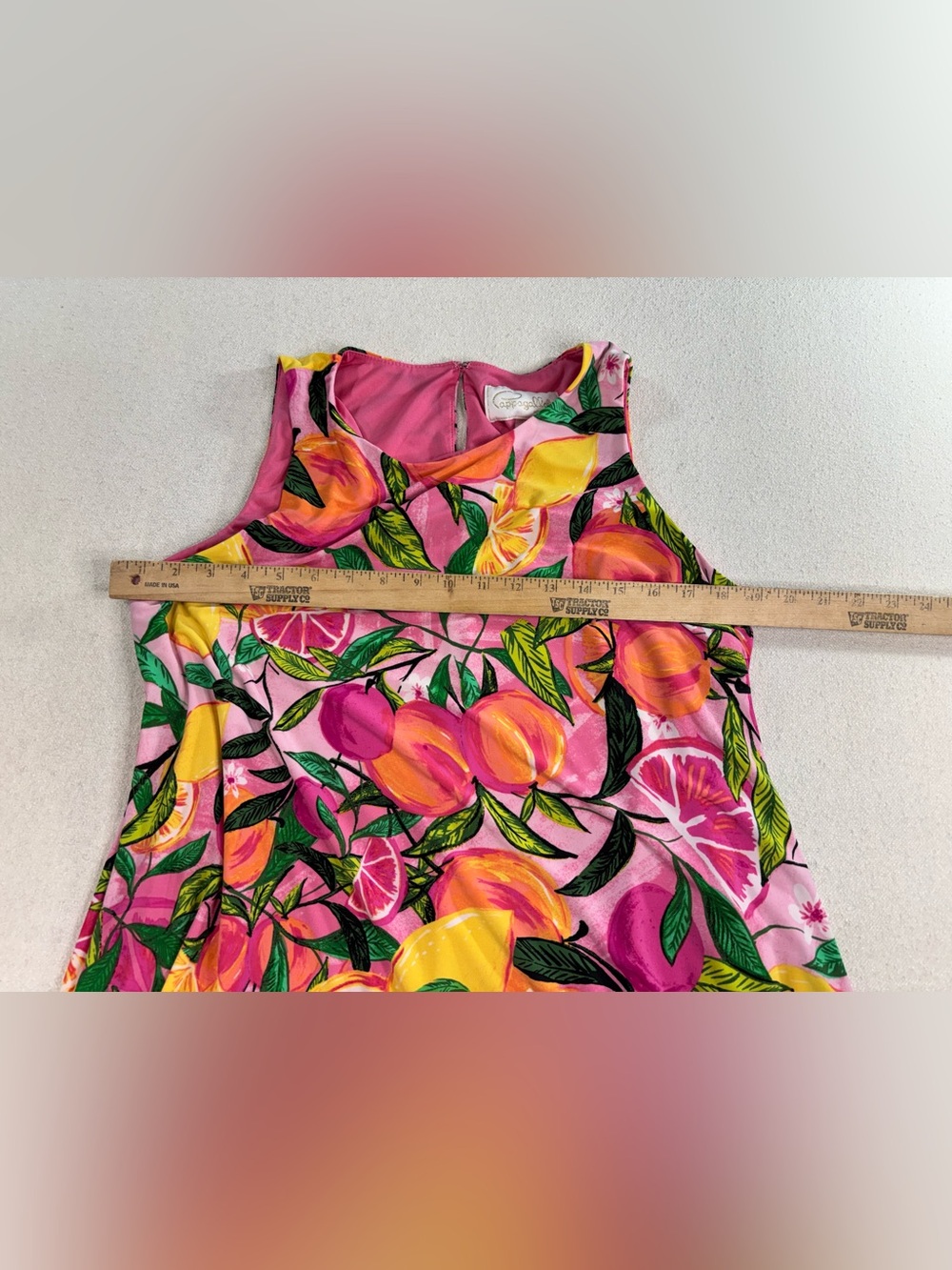 Cappagallo Pink Citrus Fruit Print Sleeveless Swing Dress Women’s Large L - Picture 6 of 8